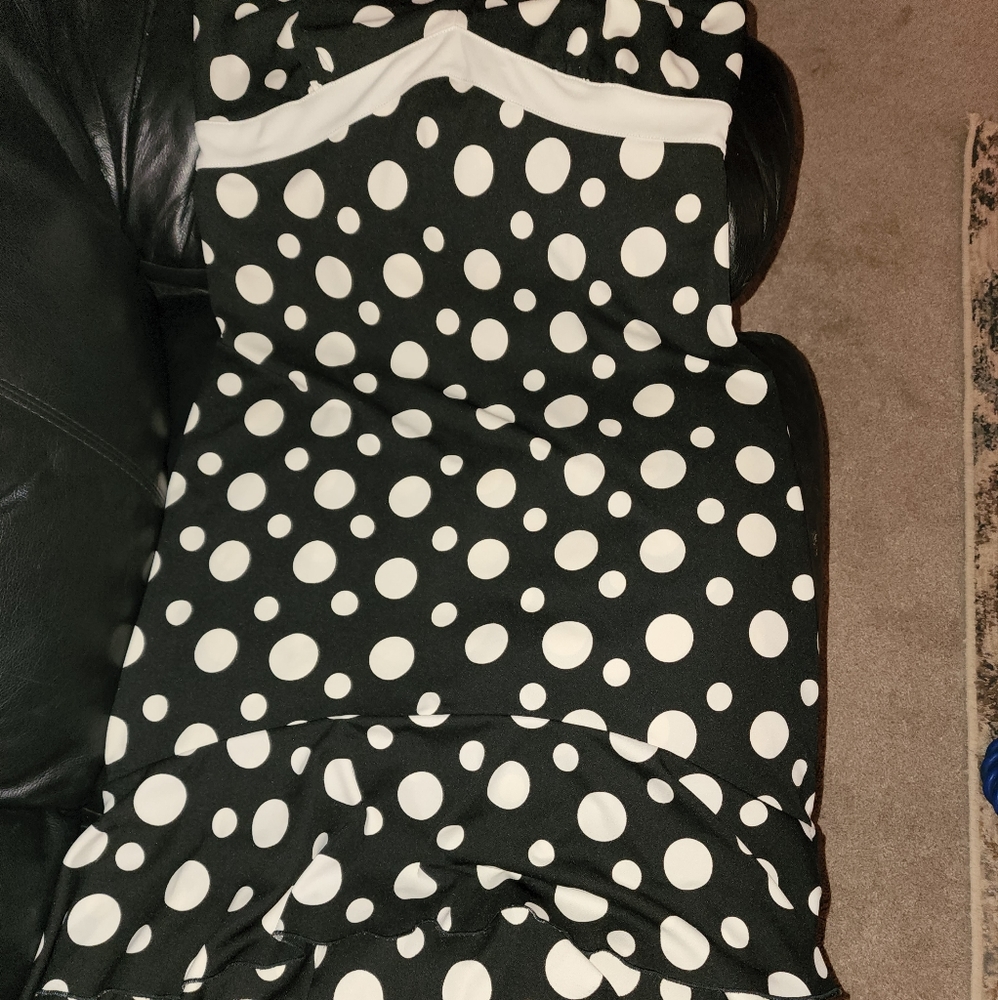 Parallel Black and White Polka Dot Halter Top Dress